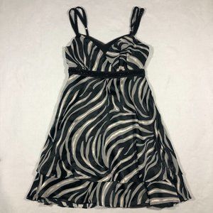 NEW WHBM White House Black Market Womens 2 Zebra Tier Fit & Flare Dress NWT $220